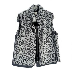 Charlie Paige Faux‎ Fur Leopard Print Vest – Gray & Black – Size Large